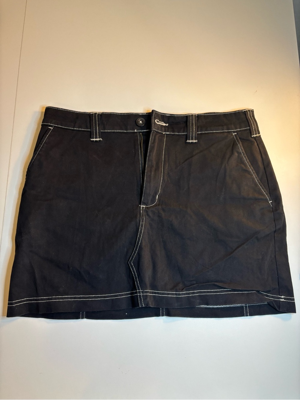 Dickies Black Mini Skirt with White Contrast Stitching
